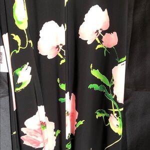 Anne Klein Black Dress with Pink and Green Floral Design